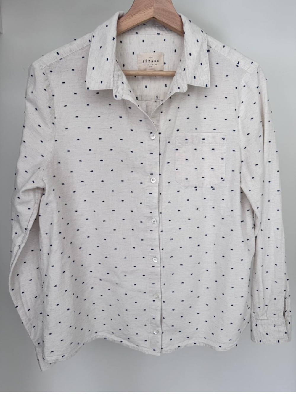 Sezane Button-Down Shirt Oatmeal Dot Size EU 38